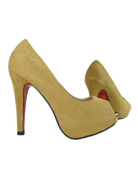 Camel coffee pins on the platform suede boots - 3