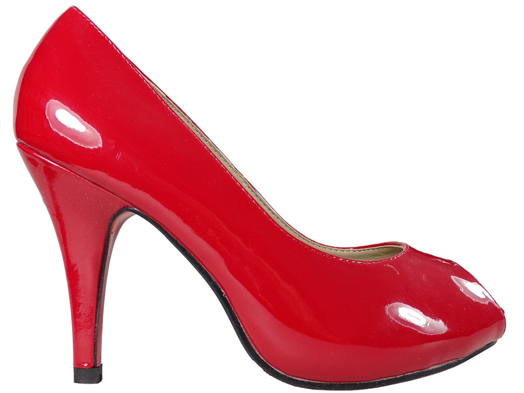 Low red ladies' pins with open toe - 1