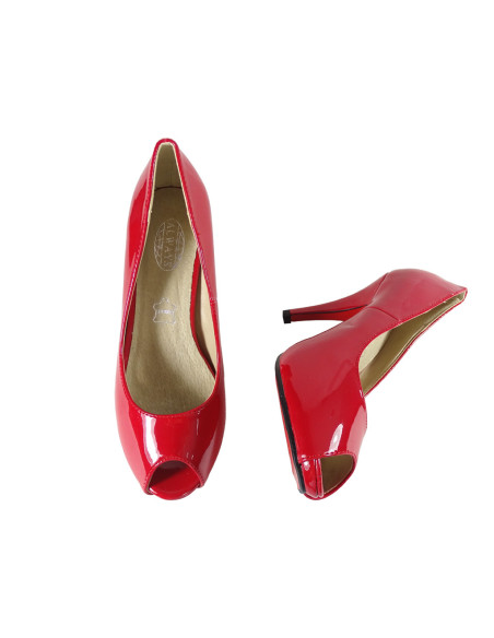 Low red ladies' pins with open toe - 4