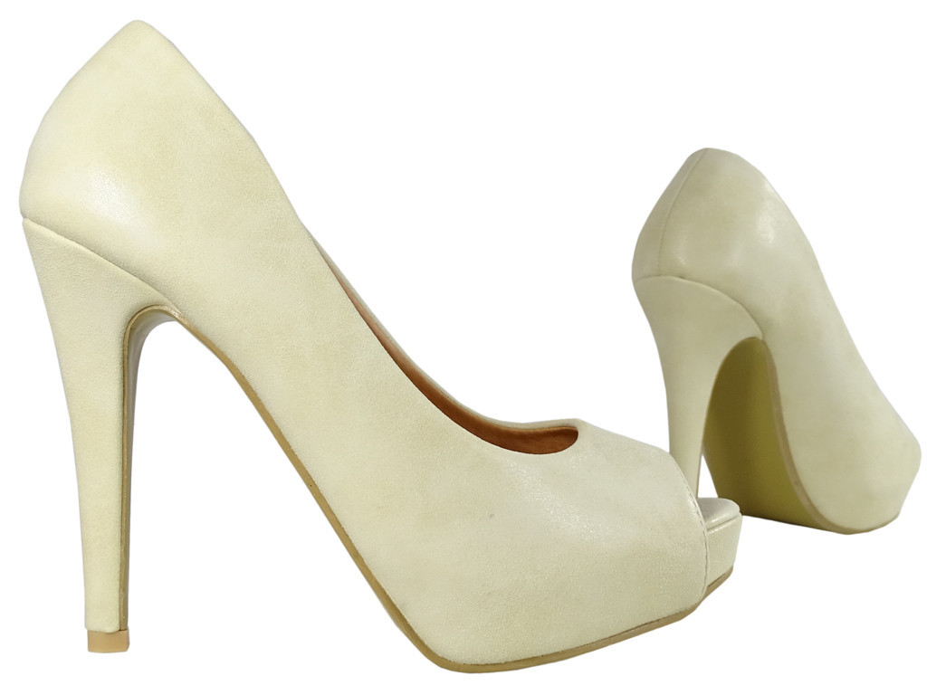 Beige matt pins on the platform open finger - 3