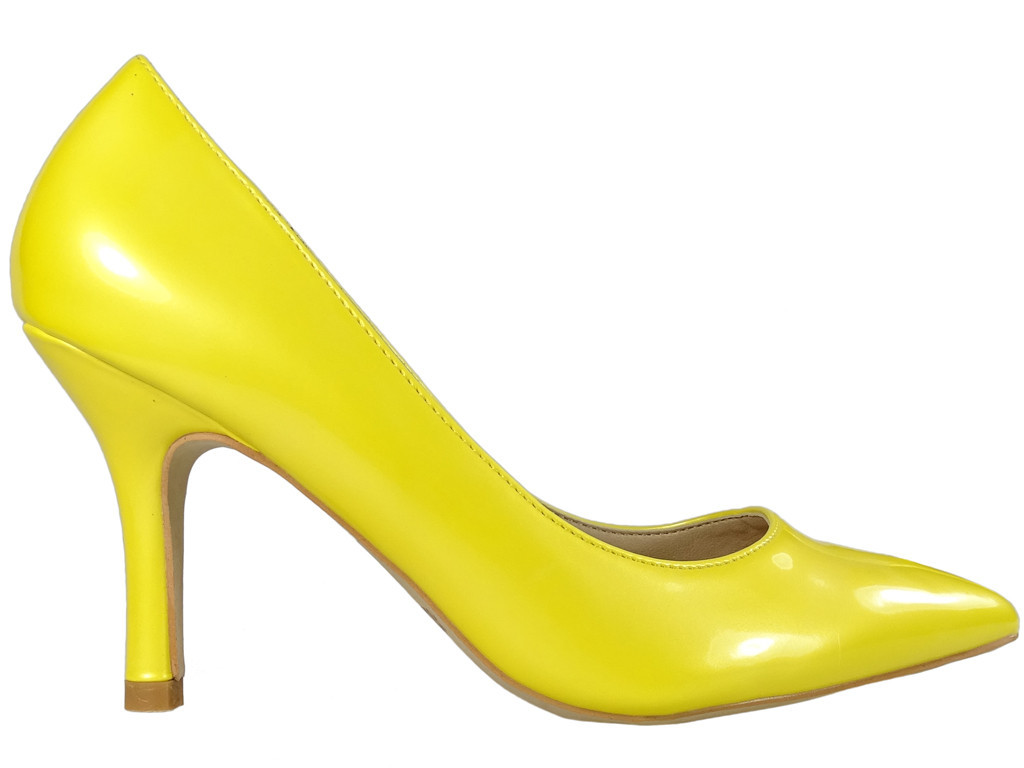 Sieviešu zemie dzeltenie stilettos matēti eko ādas sūkļi - 1