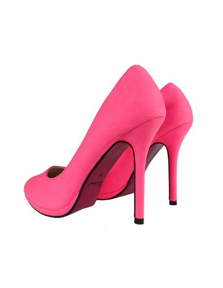 Pink neon matt female eco leather pins - 2