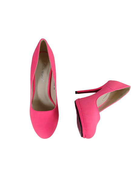 Epingles en cuir rose néon mat pour femmes - 4