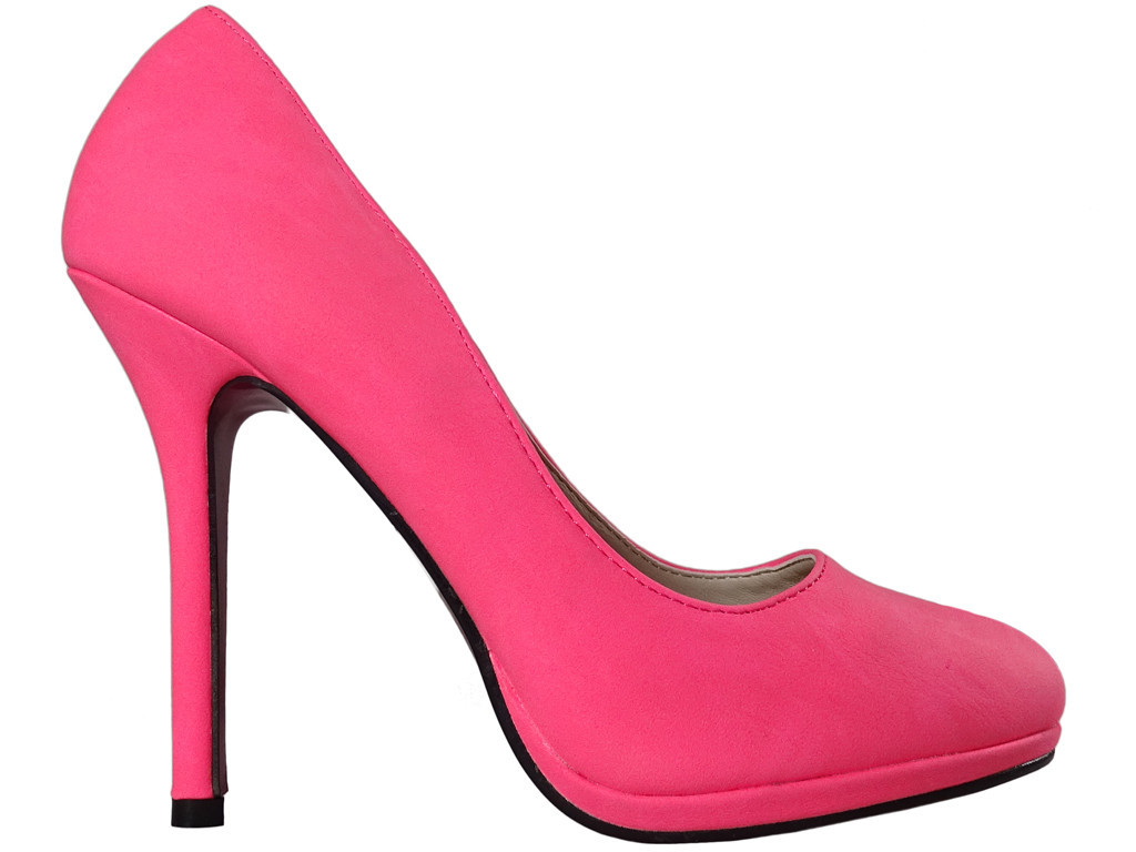 Epingles en cuir rose néon mat pour femmes - 1