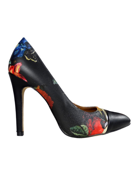 Schwarze matte Pins mit unregelmäßigem Blumenmuster - 1
