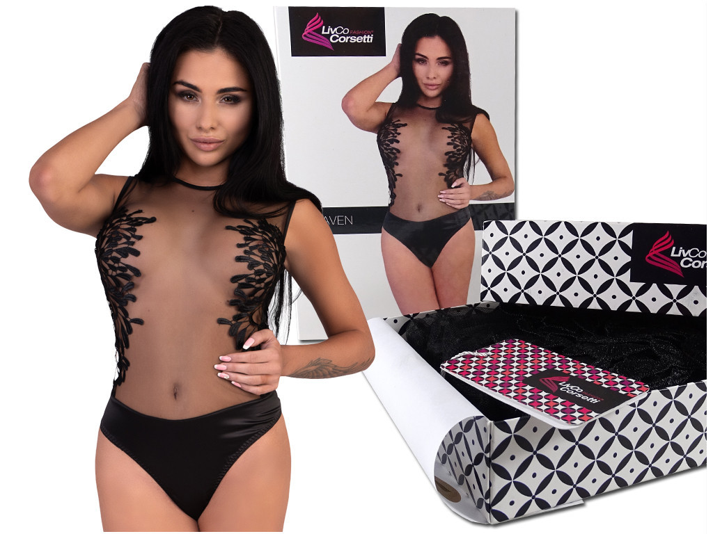 Body negru de lenjerie erotică cu dantelă - 5