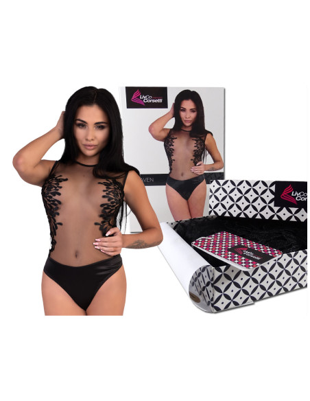 Fekete erotikus fehérnemű body csipkével - 5