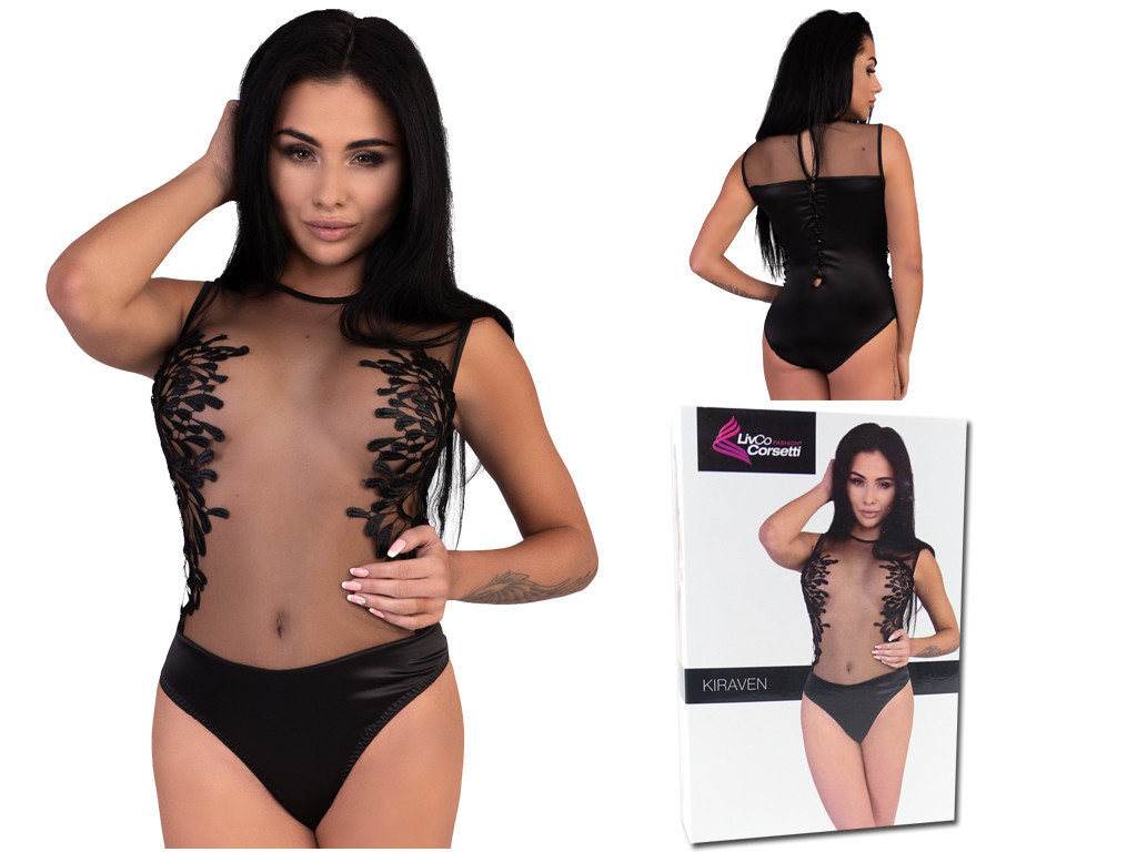 Body negru de lenjerie erotică cu dantelă - 4