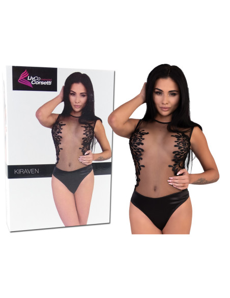 Body negru de lenjerie erotică cu dantelă - 6