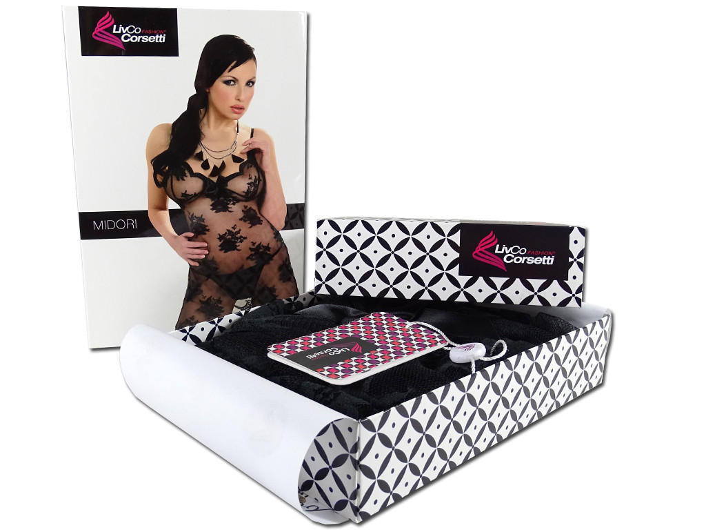Černá síťovina s krajkovou erotickou noční košili - 3