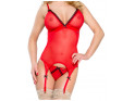 Červený korzet s erotickým prádlem s podvazkovými pásy - 7