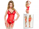 Red corset with garter belts erotic underwear - 4
