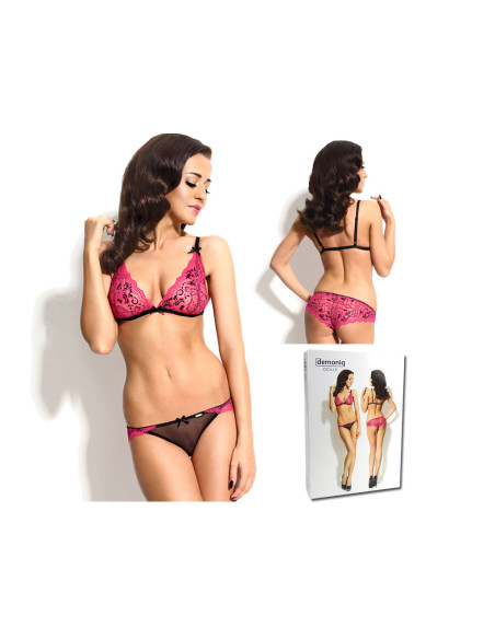 Lace pink lingerie set bra and thong - 4