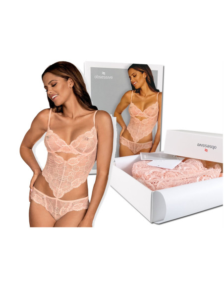 Damenkörper aus rosa Spitze Obsessiv - 6