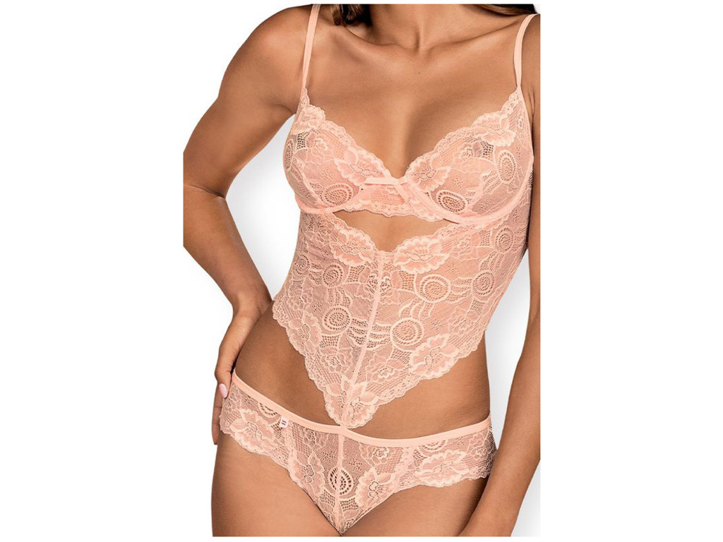 Damenkörper aus rosa Spitze Obsessiv - 8