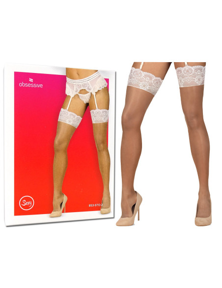 Bas sans ceinture blanc Dentelle obsessionnelle - 3