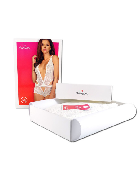 Corps en dentelle blanche avec un short Obsessive - 7