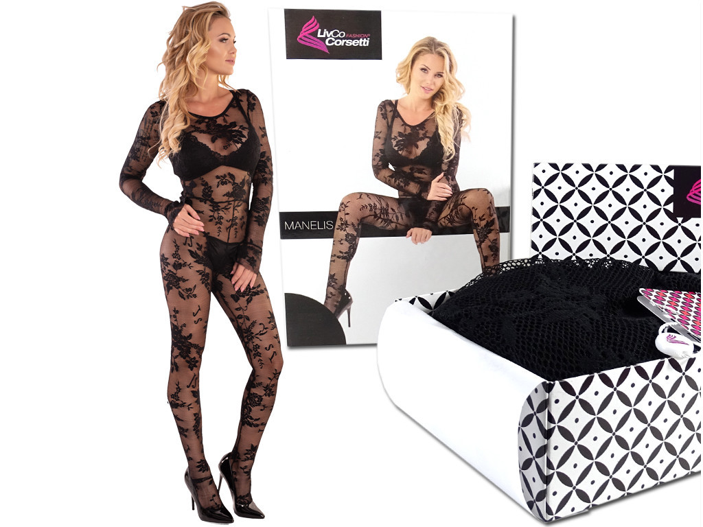 Černé krajkové bodystocking erotické prádlo - 5