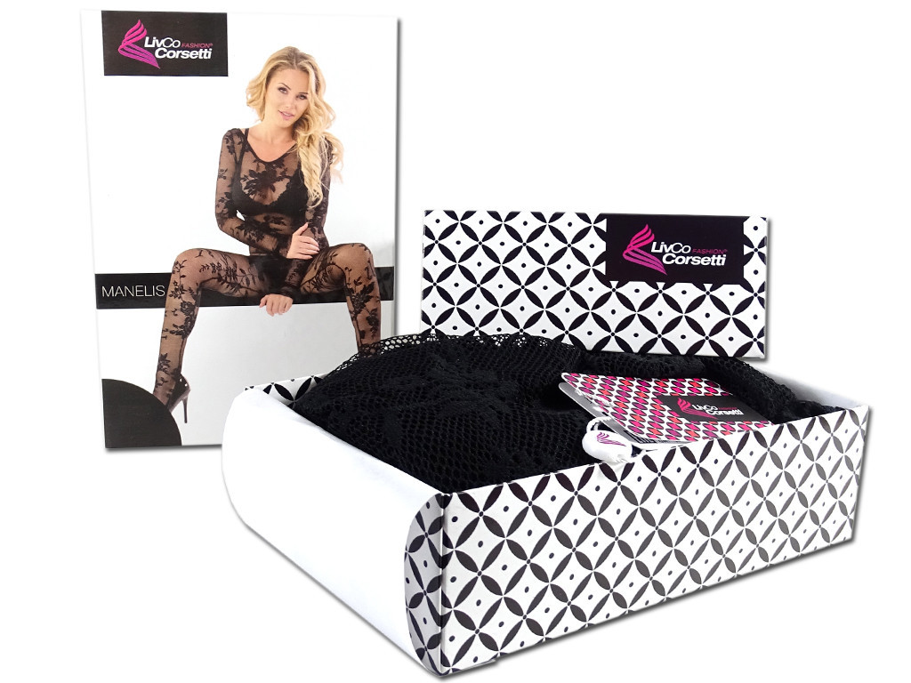 Fekete csipke bodystocking erotikus fehérnemű - 6