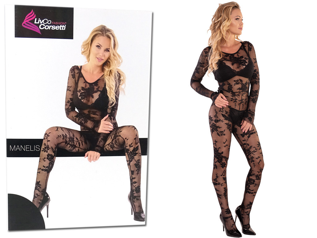 Czarne koronkowe bodystocking bielizna erotyczna - 3