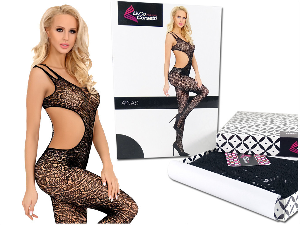 Czarne wycięte bodystocking bielizna erotyczna - 5