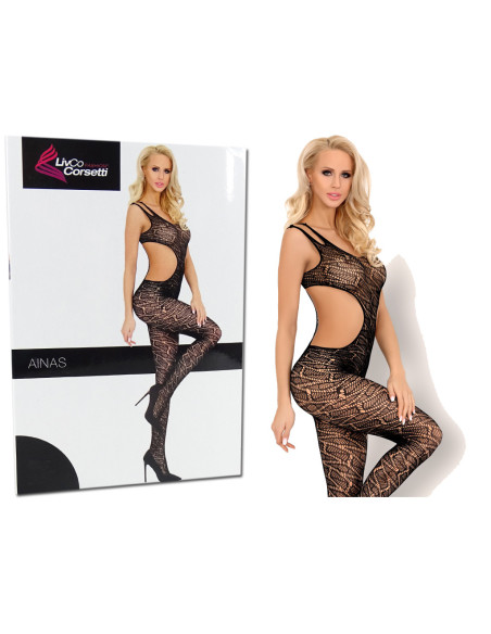 Schwarze erotische Unterwäsche mit Bodystocking - 3