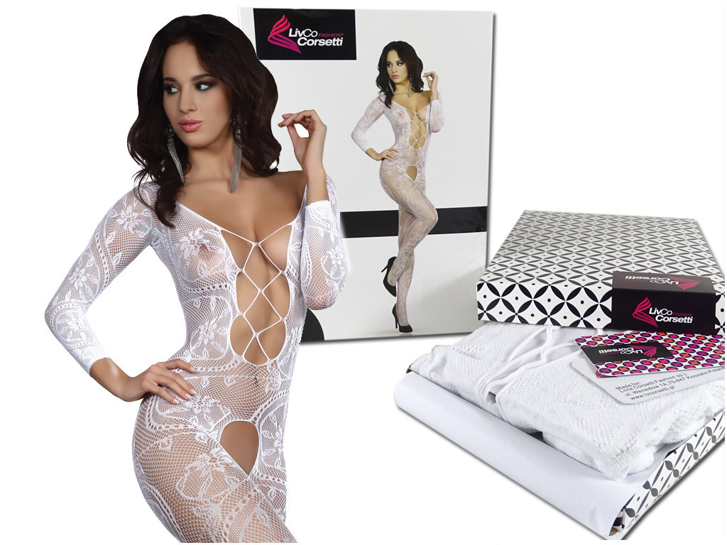 Dámské bílé erotické bodystocking spodní prádlo - 5