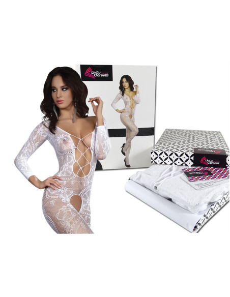 Dámské bílé erotické bodystocking spodní prádlo - 5