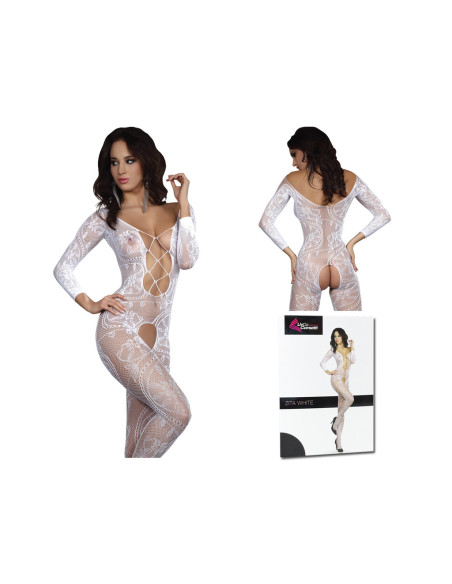 Női fehér erotikus bodystocking fehérnemű - 4