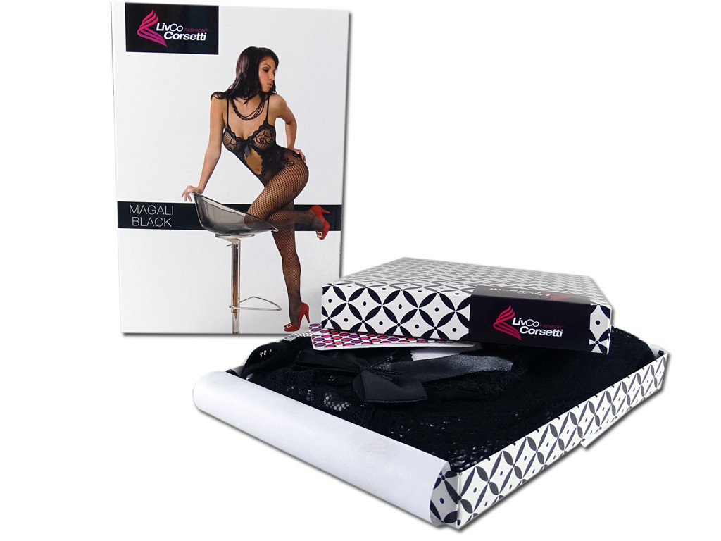 Fekete bodystocking fehérnemű nők erotikus necc - 5