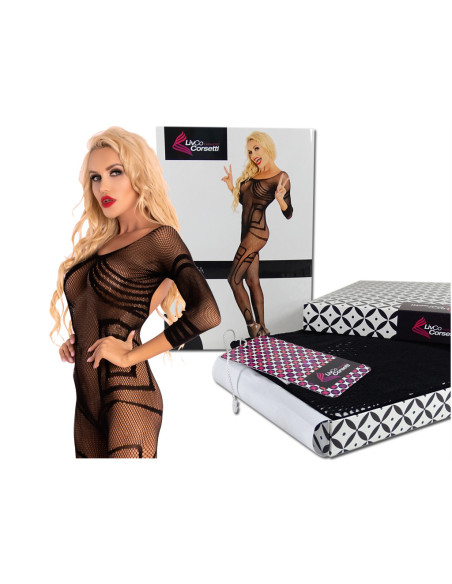 Fekete erotikus fehérnemű hálós bodystocking - 5