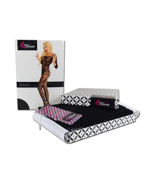 Black underwear erotic bodystocking with mesh - 6