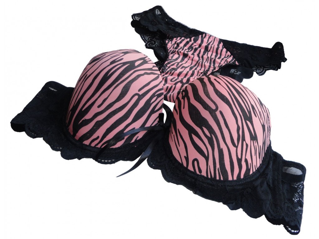 A Sensual Set Of Zebra Light Pink Black Underwear Kokietki
