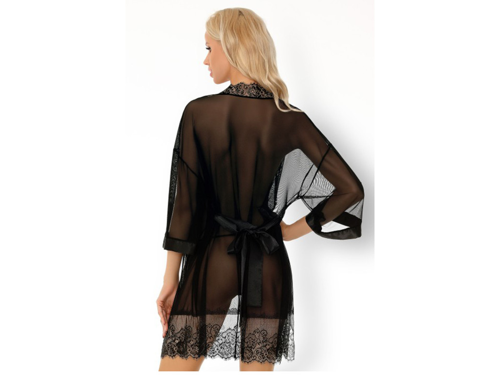 Robe de chambre en tulle noir, dentelle, sous-vêtements érotiques - 2