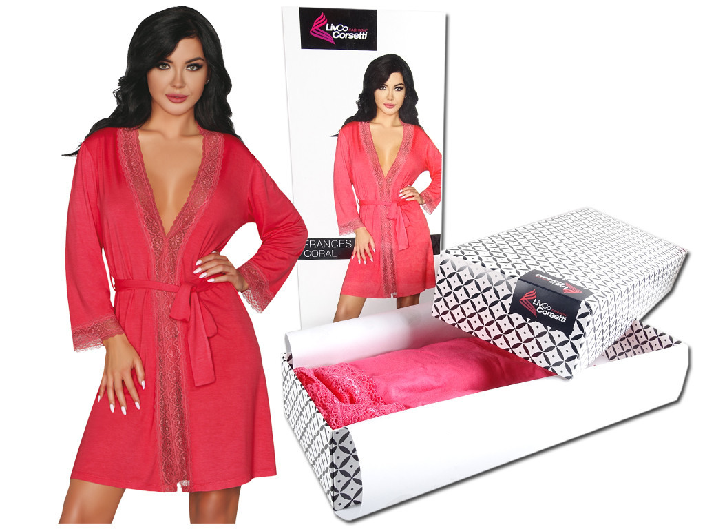 Coral dressing gown ladies' erotic underwear  - 5