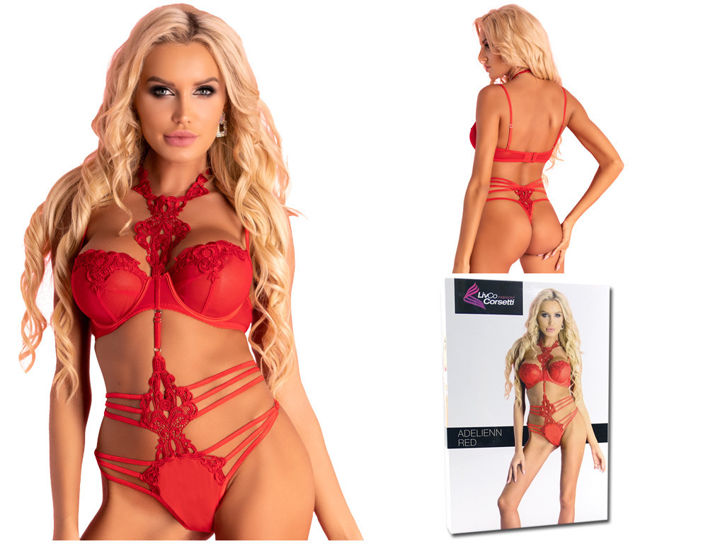 Červené dravé dámske body, erotické prádlo - 4