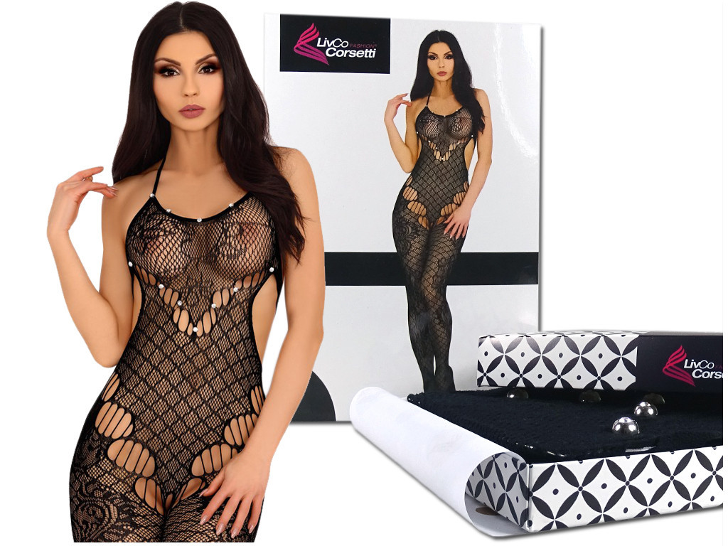 Black bodystocking elastic lingerie - 6