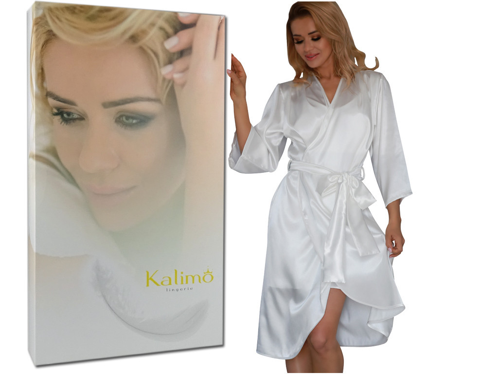 Halat peignoir satin ecru - 3
