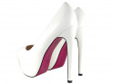 Białe szpilki na platformie high heels lakierowane - 2