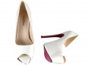 Białe szpilki na platformie high heels lakierowane - 4