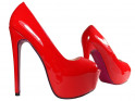 Czerwone szpilki na platformie lakierowane high heels - 3