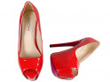 Czerwone szpilki na platformie lakierowane high heels - 4