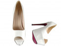 White pins on the platform high heels lacquer large sizes - 4