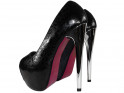 Juodos platformos stilettos moteriški gyvatės odos batai - 2
