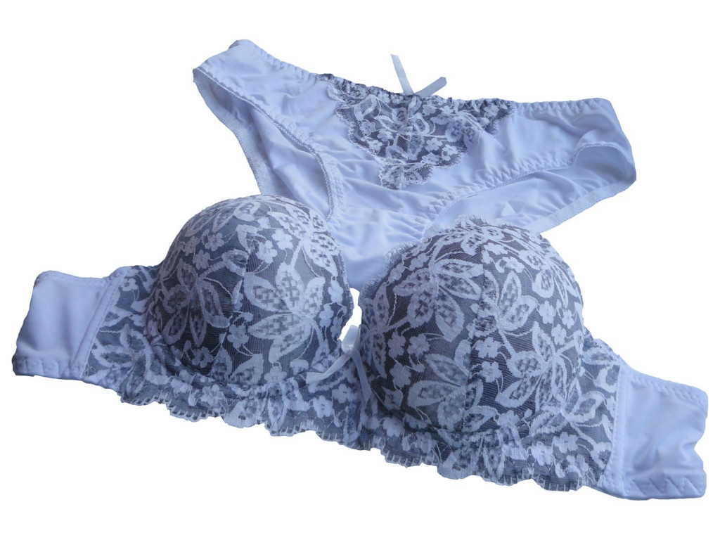 SADA SNÍMKŮ NA SPODNÍ PRÁDLO BÍLÉ ŠEDÉ KVĚTY