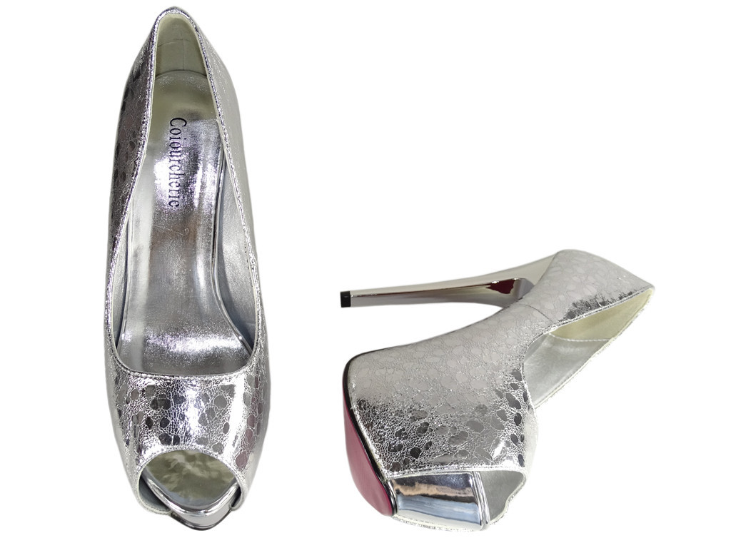 Silver pins on the platform ladies' snake boots - 3