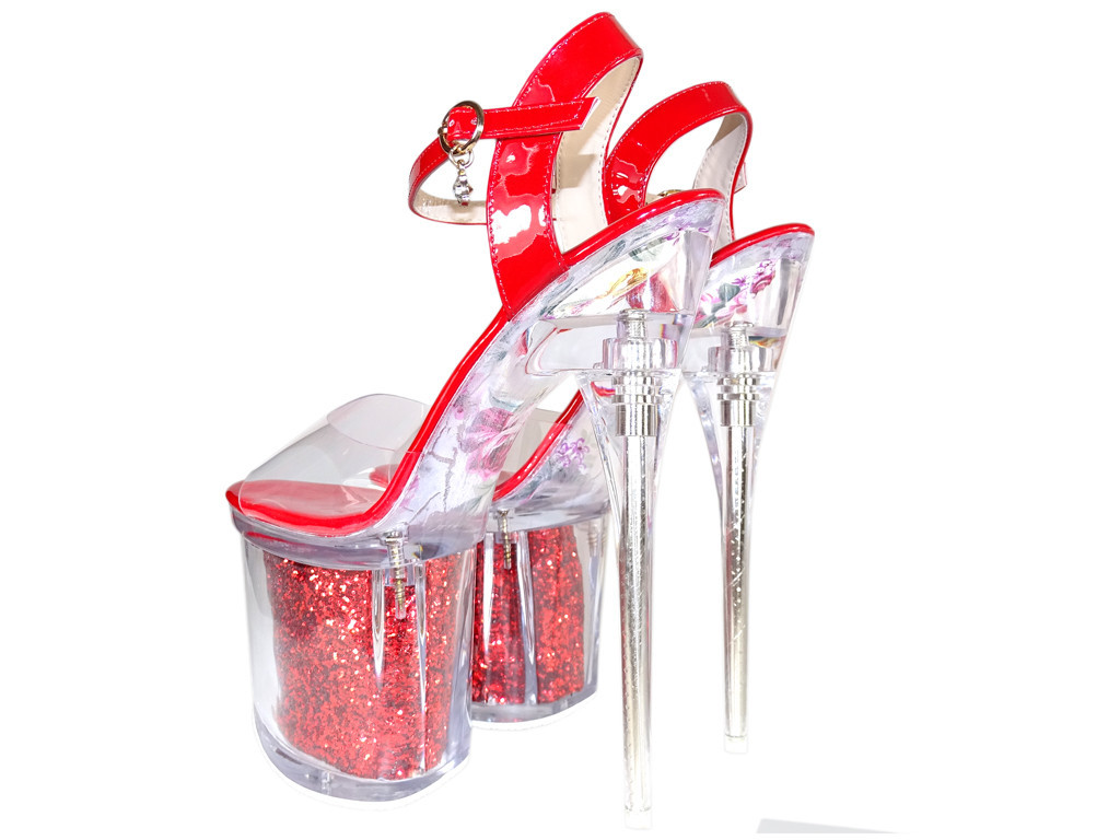 Ochelari stilettos roșii tocuri înalte pantofi erotici - 2