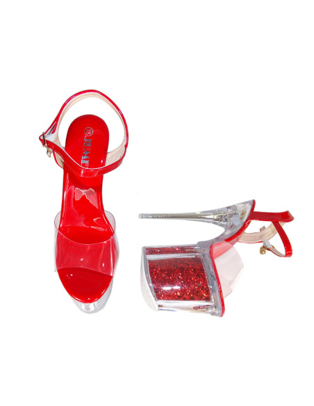 Rote Pins High Heels Brille erotische Stiefel - 4