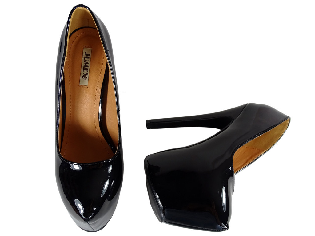 Black ladies' pins on a high heels platform - 4