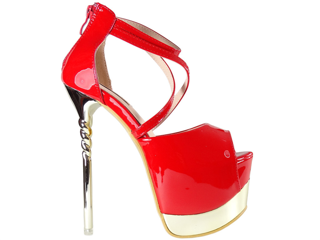 Czerwone szpilki na platformie buty erotyczne high heels
